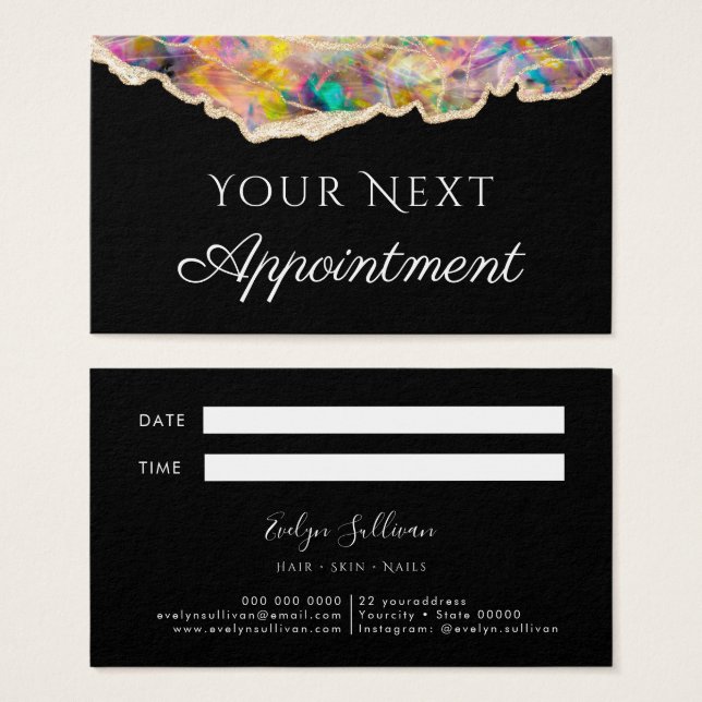 opal on black Appointment Card (Front & Back)
