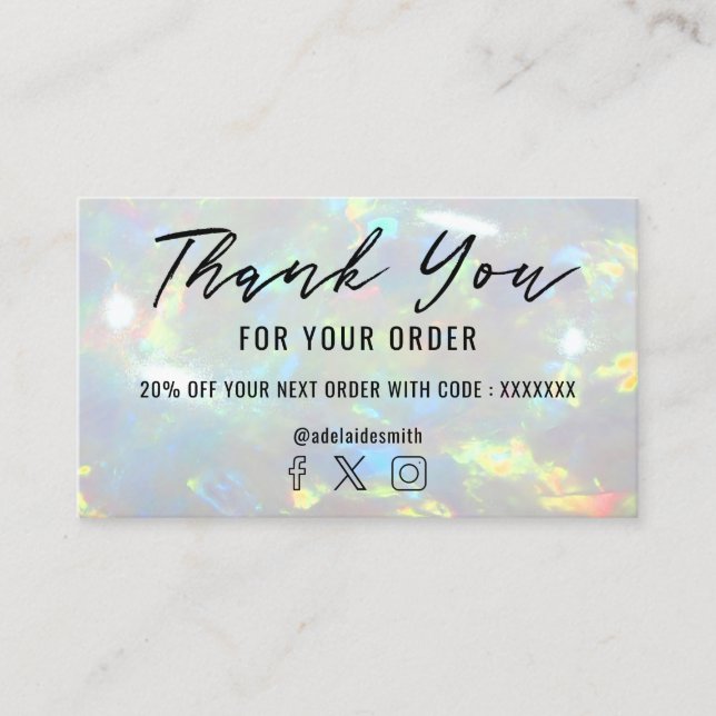 opal photo thank you business card (Front)