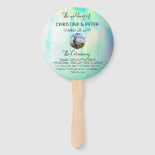 Opal Photo Wedding Program Hand Fan