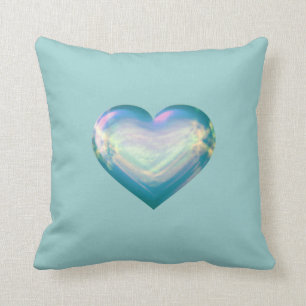 Opal satin heart cushion