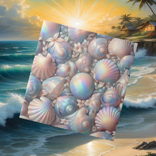 Opal Seashells Nautical Coastal Ceramic Tile