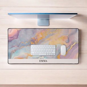 Opal Stone Abstract Texture Desk Mat