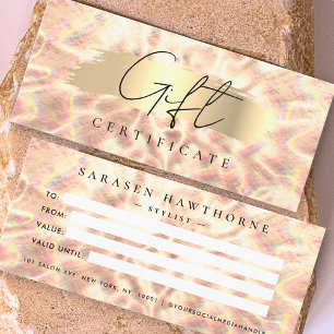 Opal Stone Background Gift Certificate Rose Gold