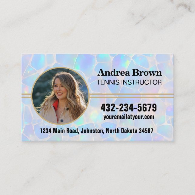 Opal Stone Background Photo Business Card (Front)