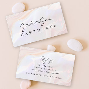 Opal Stone Elegant Luxury Script Name Monogram Business Card
