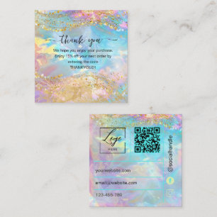 Opal stone irdescent Thank You Card Order Insert