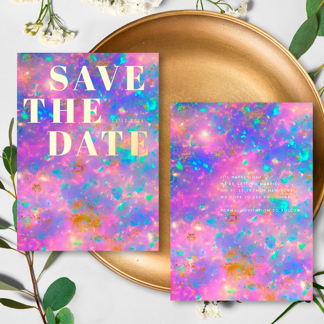 Opal Stone Minimalist Modern Wedding Save the Date (Creator Uploaded)