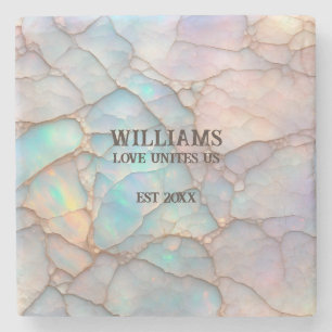 Opal Stone Pastel Color Personalized Coaster
