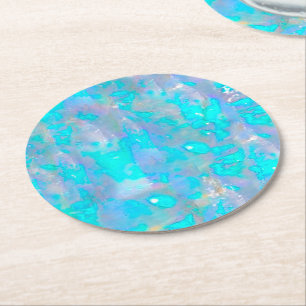 opal stone texture round paper coaster
