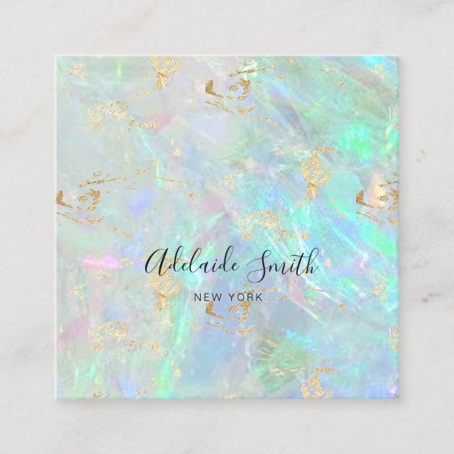 opal stone texture square business card (Front)
