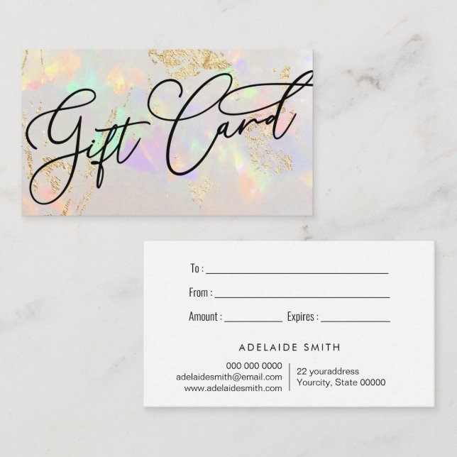 opal texture | small size gift certificate card (Front/Back)
