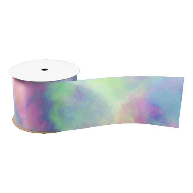 opal watercolor splash : satin ribbon (Spool)
