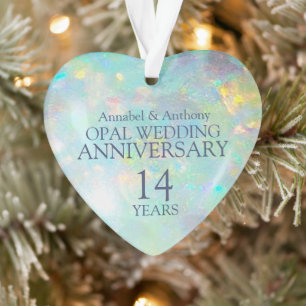 Opal Wedding Anniversary 14th heart photo ornament
