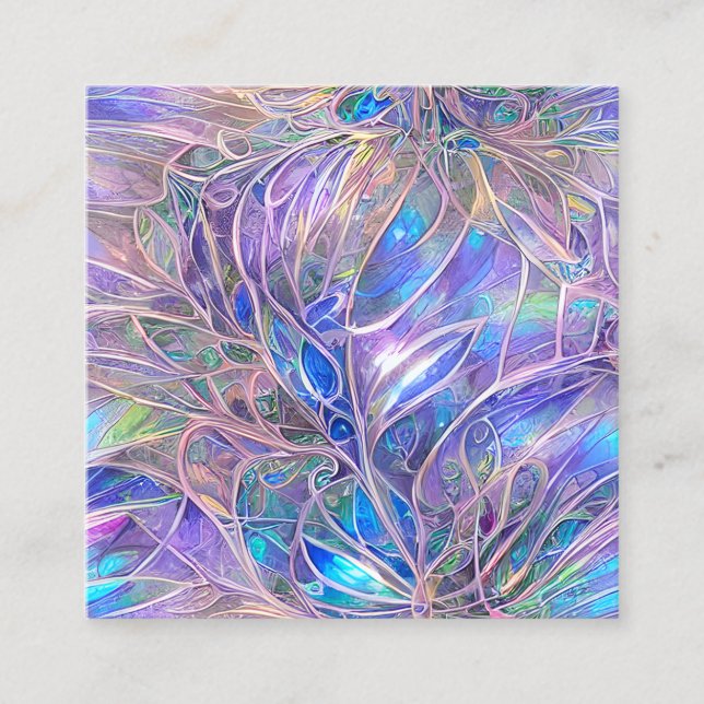 Opalescent Angel Aura Sapphire Aquamarine and Quar Square Business Card (Front)