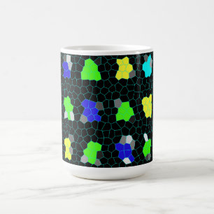 Opalescent Colorful Stained Glass Checks, Coffee Mug