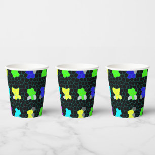 Opalescent Colorful Stained Glass Checks, Paper Cups