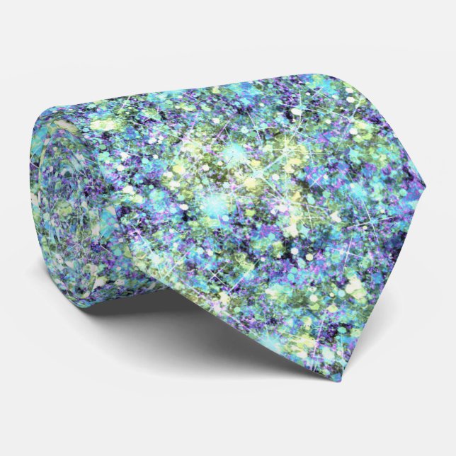 Opalescent Ocean Blue Green Mermaid Glitter Tie (Rolled)