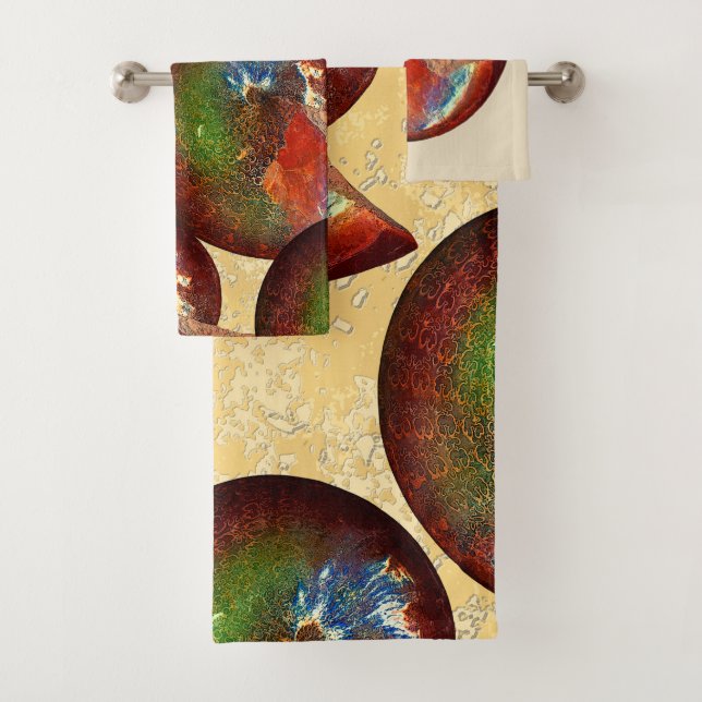 Opalised Sphenodiscus Lenticularis Ammonite Shell Bath Towel Set (Insitu)
