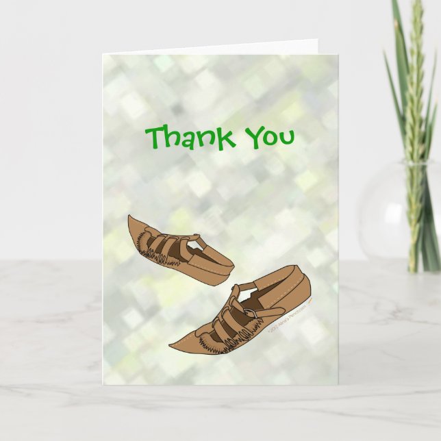 Opanke Folk Dance Shoes Thank You Card for Dancers (Front)