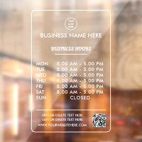 Opaque White Opening Business Hours With Logo
