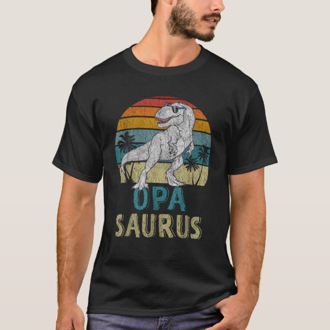 Opasaurus T Rex Dinosaur Opa Saurus Family Matchin T-Shirt (Front)