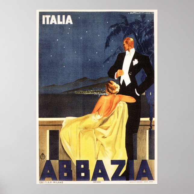 OPATIJA ABBAZIA ITALY Tuxedo Man Vintage Travel Poster (Front)