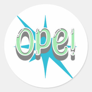 Ope, Funny Midwestern Slang   Retro Green and Blue Classic Round Sticker