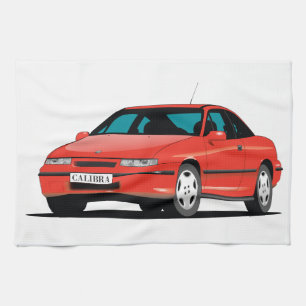 Opel Calibra red front Tea Towel