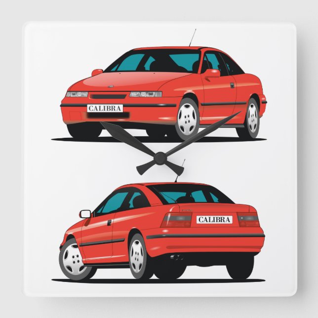Opel Calibra red Square Wall Clock (Front)