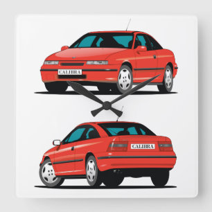 Opel Calibra red Square Wall Clock