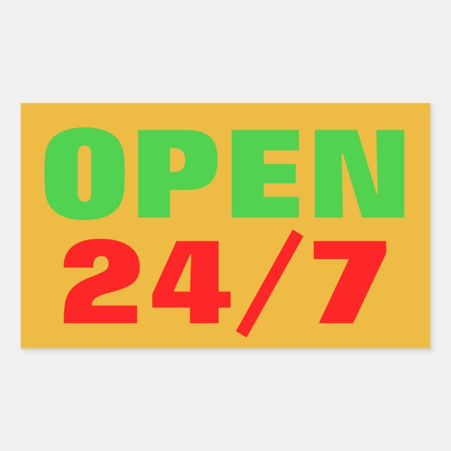 OPEN 24/7 RECTANGULAR STICKER (Front)