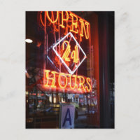 Open 24 Hours Neon Diner Sign New York City NYC