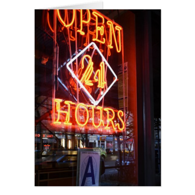 Open 24 Hours Neon Diner Sign NYC Photography (Front)