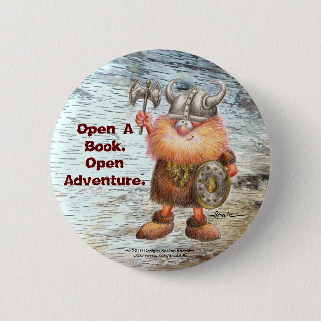 Open A Book.  Open Adventure. 6 Cm Round Badge (Front)