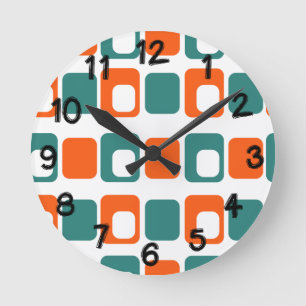Open and Closed Rectangles Round Clock