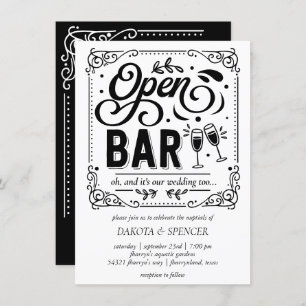 Open Bar (and Wedding) Casual Micro Wedding Invitation