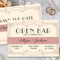 Open Bar Art Deco Dusty Rose and Vintage Cream