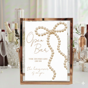 Open Bar Bow She's Tying the Knot Bridal Shower Poster