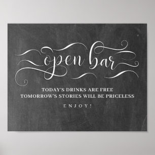 Open Bar Chalkboard Wedding Day Sign