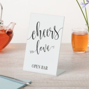 Open Bar Cheers Wedding pedestal sign