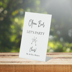 Open Bar Custom Names Wedding Tabletop Sign