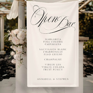 Open Bar! Modern, Calligraphy, Beige  Banner