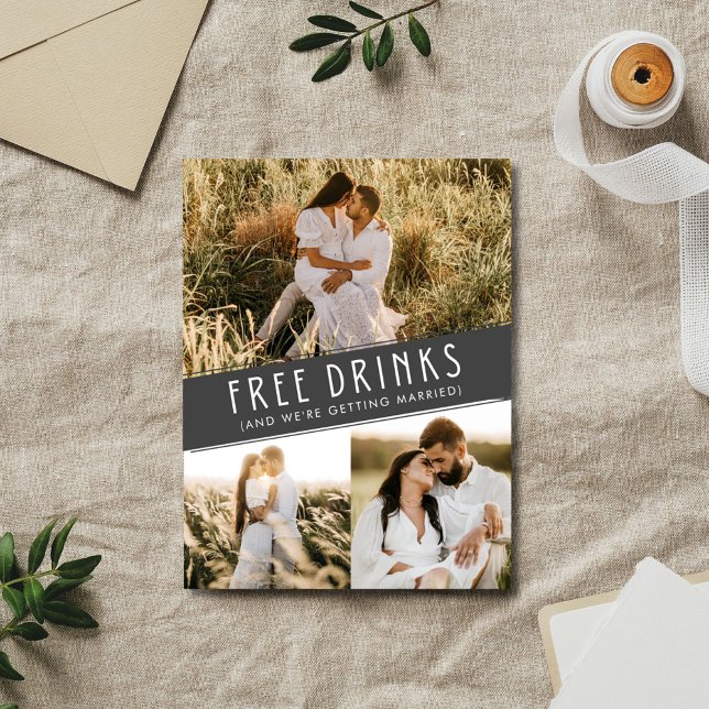 Open Bar Photo Affordable Wedding Save the Date  Announcement Postcard (Open Bar Photo Affordable Wedding Save the Date)