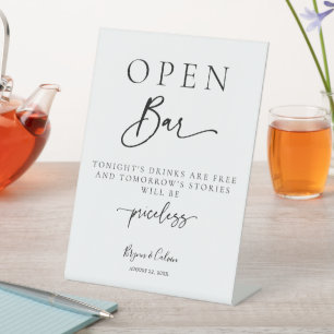 Open Bar Sign Wedding Reception Table Poster B613