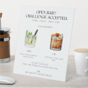 Open Bar Signature Cocktail Wedding Sign