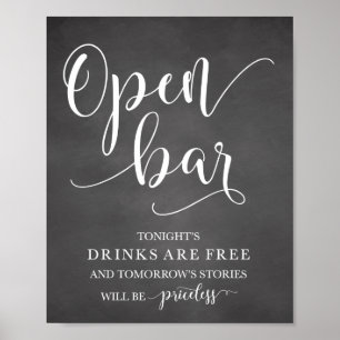 Open Bar Wedding Alcohol Sign