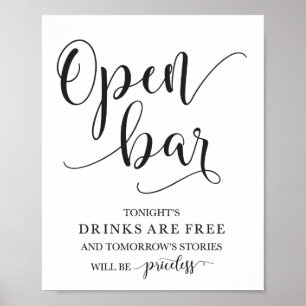 Open Bar Wedding Alcohol Sign