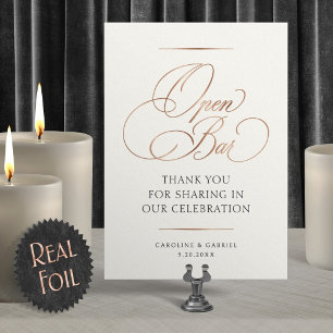 Open Bar Wedding Foil Table Sign