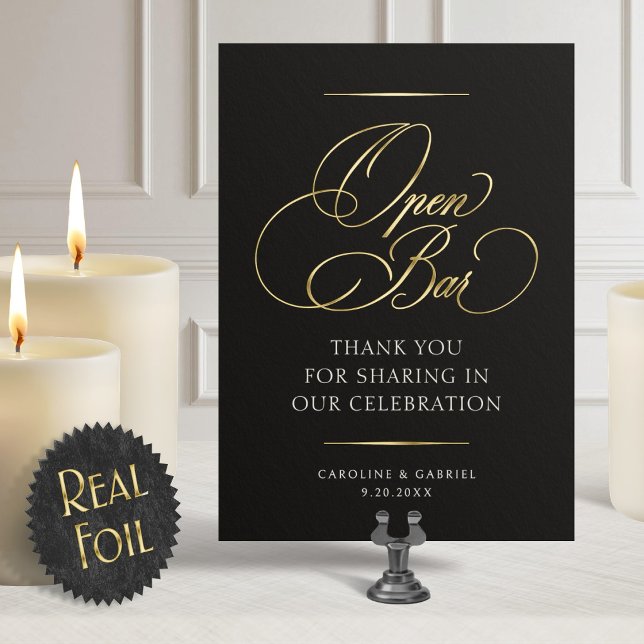 Open Bar Wedding Foil Table Sign (Creator Uploaded)
