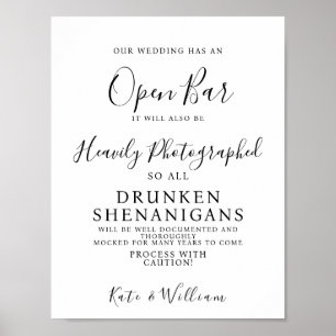 Open Bar wedding sign